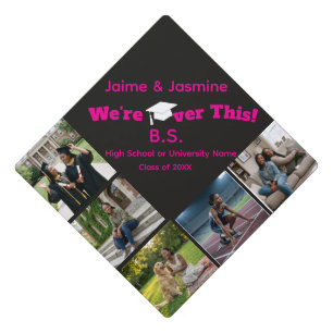 Cool Funny 5 Photo Sibling Friend Graduation Cap Topper