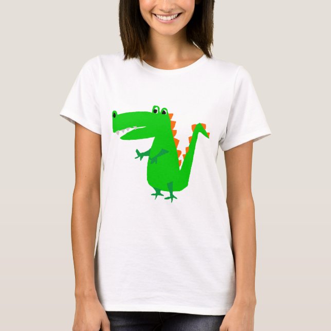 Cool Funny Alligator Primitive Art T-Shirt (Front)