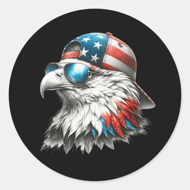 Cool Funny American Bald Eagle Inauguration Day Me Classic Round Sticker (Front)
