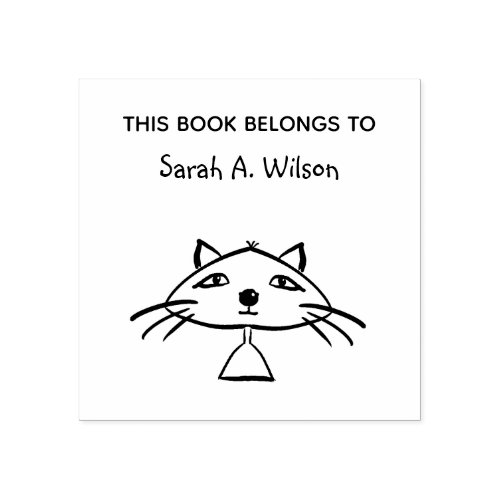 Cool Funny Art Cat Book Belongs Personalized Book Rubber Stamp