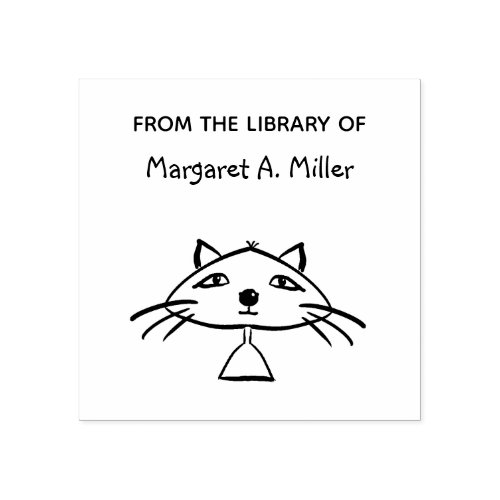 Cool Funny Art Cat From the Library Personalized  Rubber Stamp