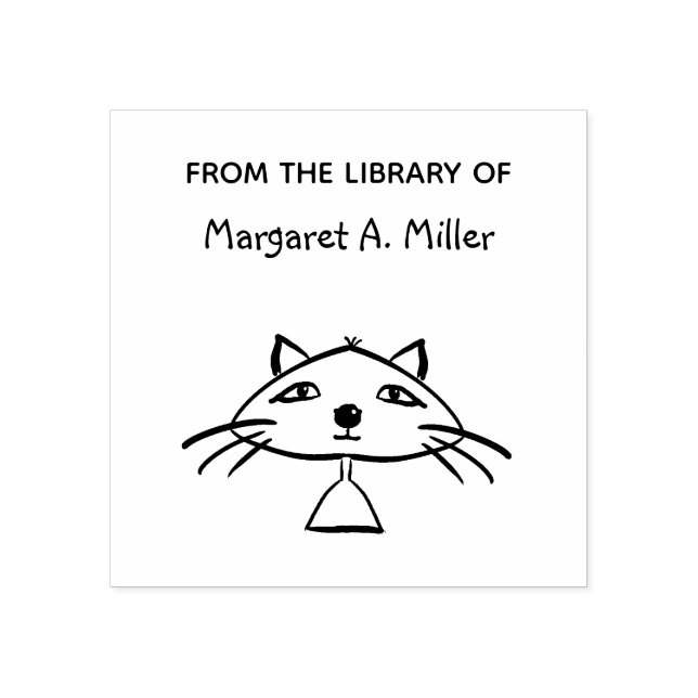 Cool Funny Art Cat From the Library Personalized  Rubber Stamp (Imprint)