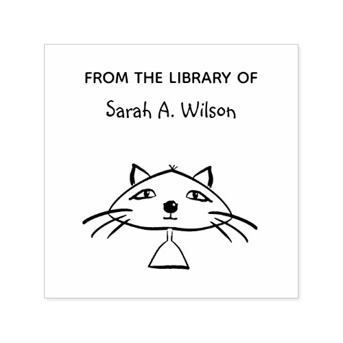 Cool Funny Art Cat From the Library Personalized  Self_inking Stamp