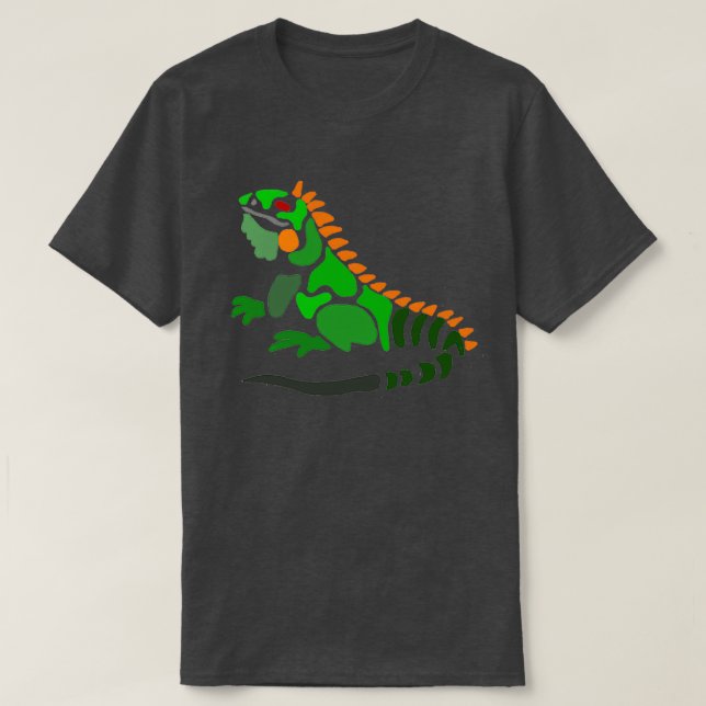 Cool Funny Artsy Green Iguana Abstract Art  T-Shirt (Design Front)