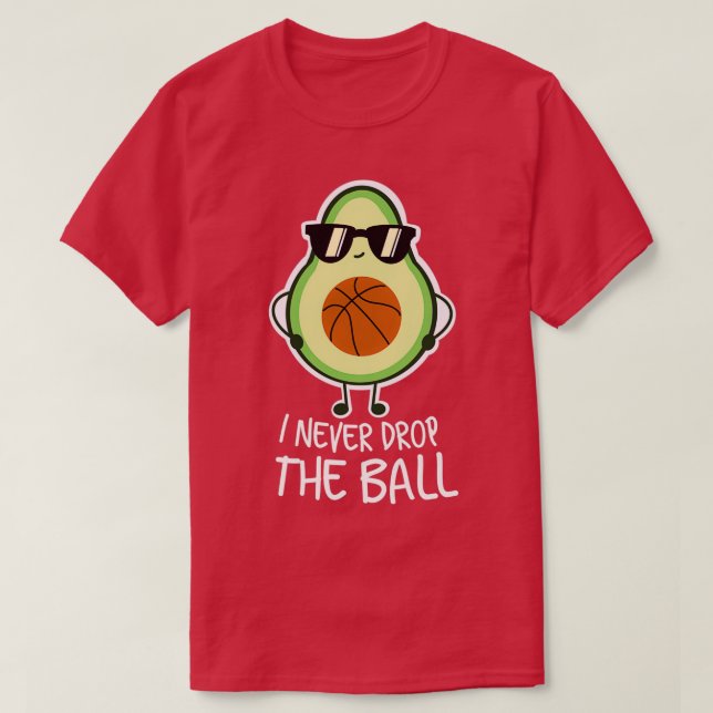 Cool Funny Avocado Basketball T-Shirt (Design Front)