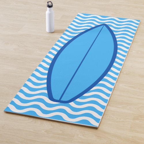 Cool Funny Blue Waves Surfing Yoga Mat