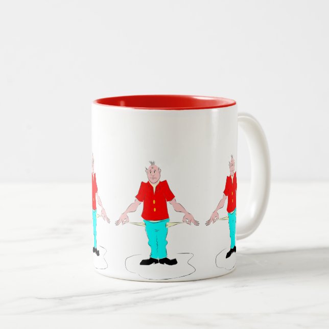 Cool Funny Broke Old Man Character Two-Tone Coffee Mug (Front Right)