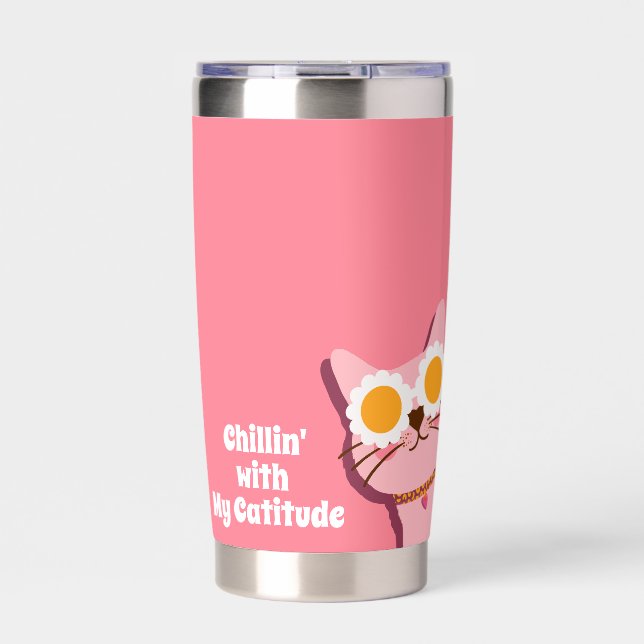Cool Funny Cat Insulated Tumbler (Front)