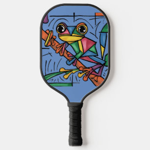 Cool Funny Colorful Tree Frog Abstract Pickleball Paddle