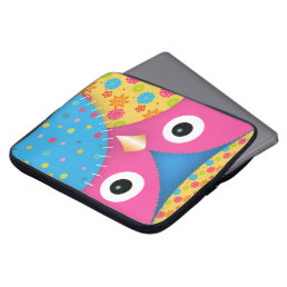 Cool funny cute trendy owl floral polka dots laptop sleeve