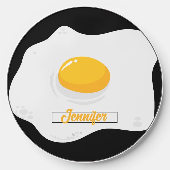 Cool Funny Fried Egg Sunny Side Up Breakfast Wireless Charger (Front)