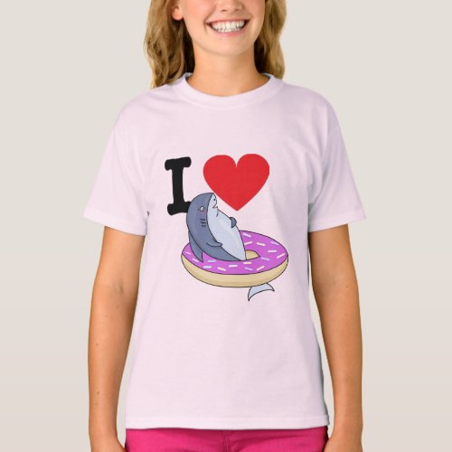 Cool Funny graphic design love shark pun donut T_Shirt