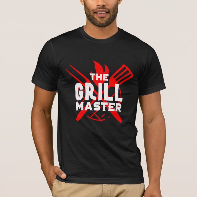 Cool Funny Grill Master BBQ Lover Black T-Shirt (Front)