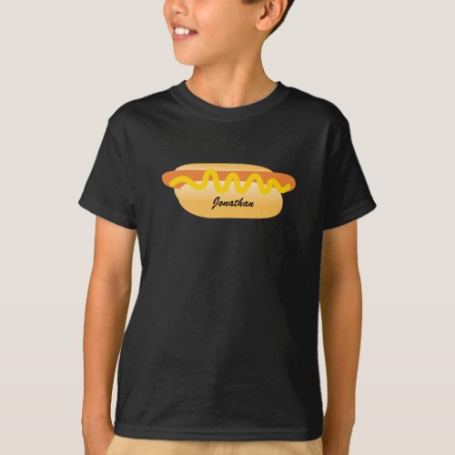 Cool Funny Hot Dog Back to School Custom Name T_Shirt