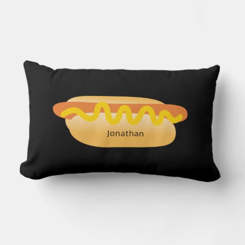 Cool Funny Hot Dog Novelty Custom Name Lumbar Pillow
