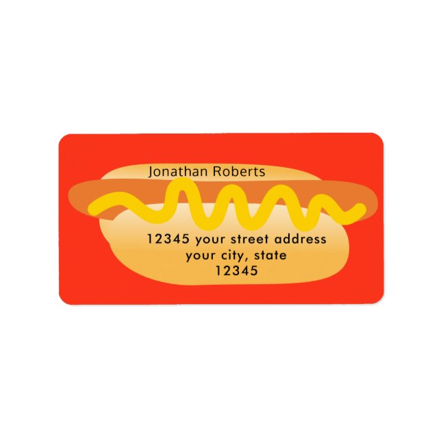 Cool Funny Hot Dog Novelty Red Return Address Label (Front)