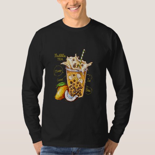 Cool Funny Ice Bubble Tea Mango  Coconut Graphic  T_Shirt