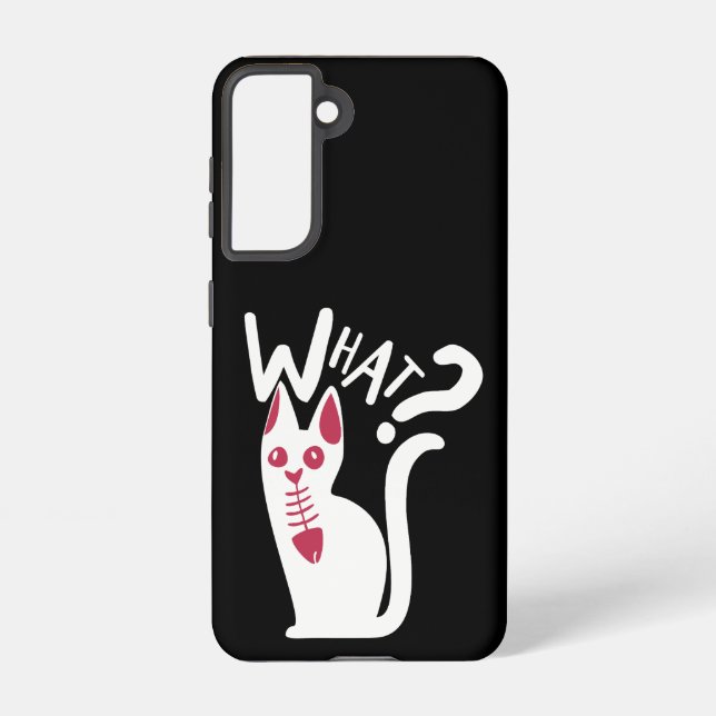 Cool Funny Joke Minimal Cartoonish White Cat Prank Samsung Galaxy Case (Back)