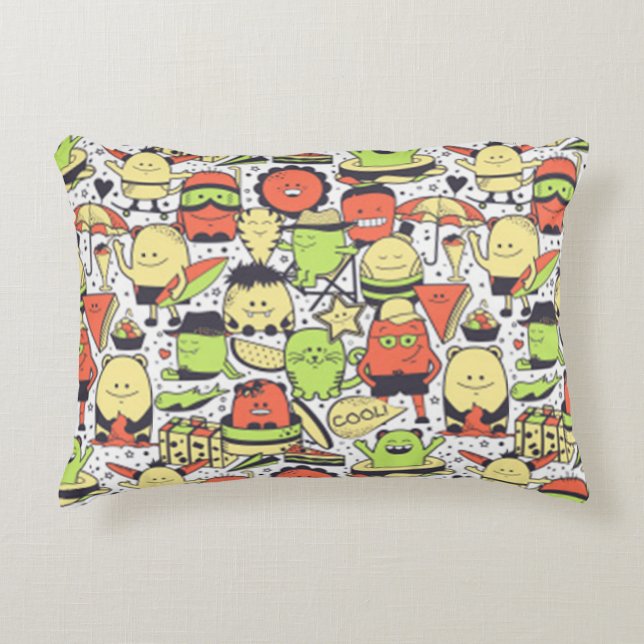Cool Funny Monsters Decorative Pillow (Front)