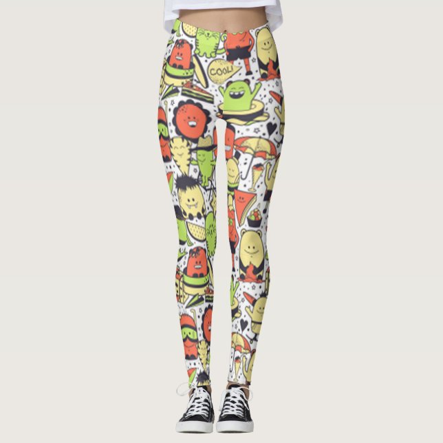 Cool Funny Monsters Leggings (Front)