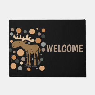 Cool Funny Moose and Circles Abstract Art Doormat