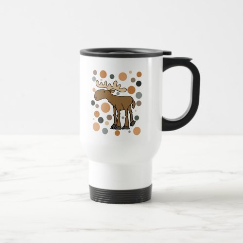 Cool Funny Moose and Circles Abstract Art Travel Mug