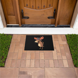 Cool Funny Moose Hat Mustache Animal Lover Doormat