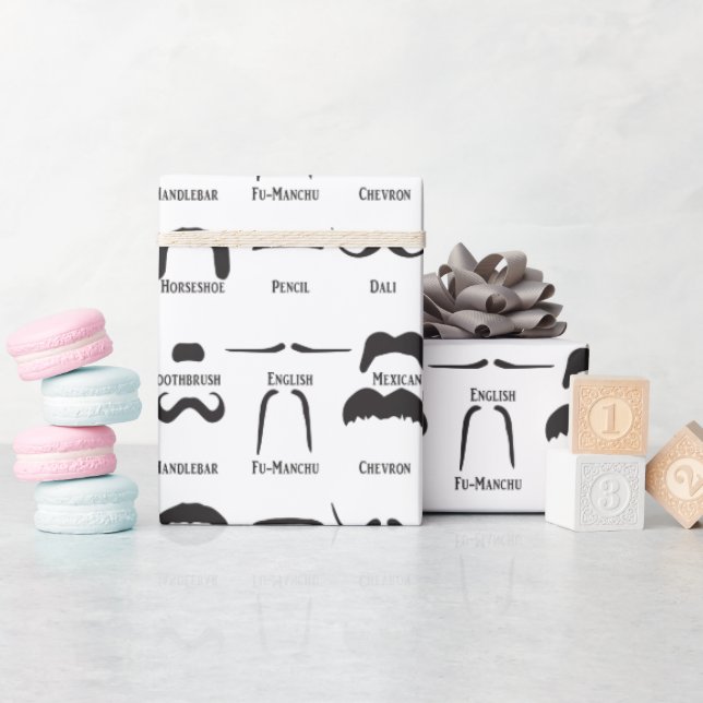 Cool Funny Mustache Diagram Wrapping Paper (Baby Shower)