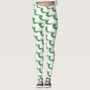 Cool funny nerdy caterpillar with glasses pattern leggings