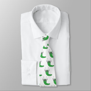 Cool funny nerdy caterpillar with glasses pattern neck tie