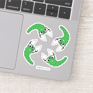 Cool funny nerdy caterpillar with glasses sticker
