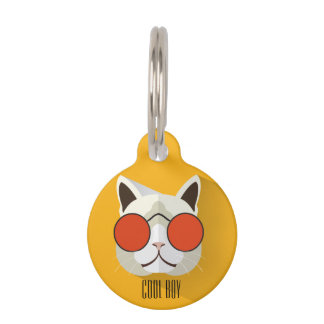 Cool Funny Orange Pop Art Cat's Name Pet ID Tag