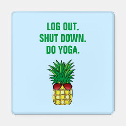 Cool Funny Pineapple Yoga Quote Coaster Set