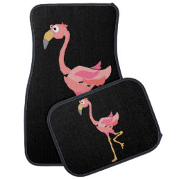 Cool Funny Pink Flamingo Art Car Floor Mat