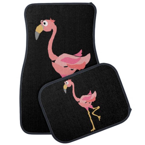 Cool Funny Pink Flamingo Art Car Floor Mat