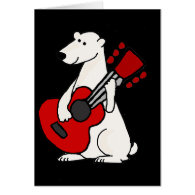 Cool Funny Polar Bear Playing Guitar Art Card