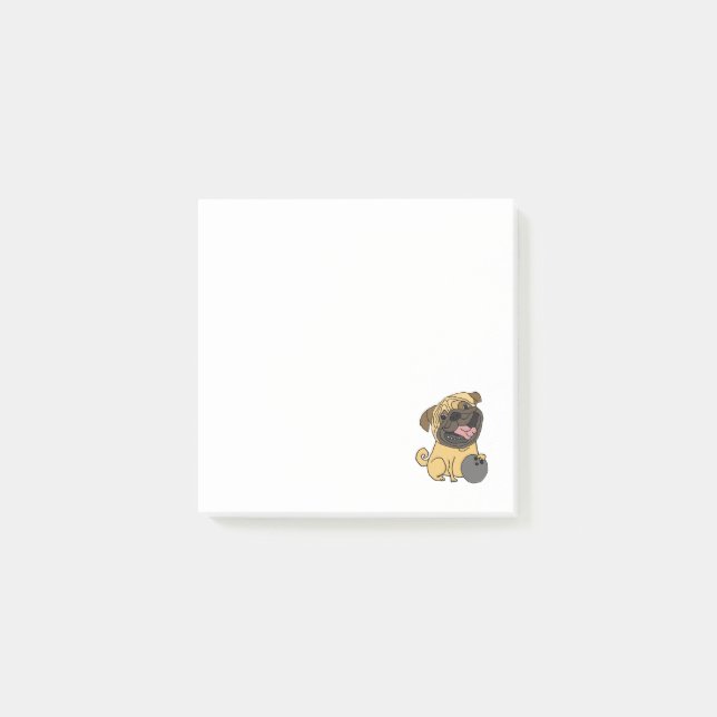 Cool Funny Pug Dog Bowling Cartoon Post-it Notes (Front)