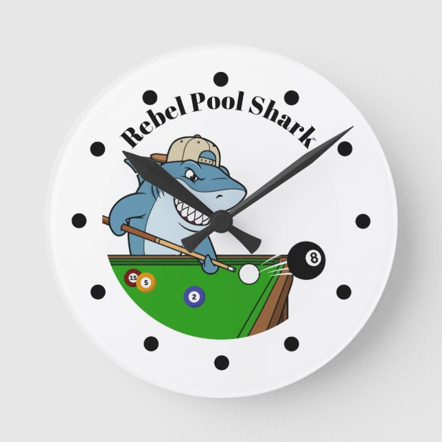 Cool Funny Rebel Pool Shark Wall Clocks (Front)