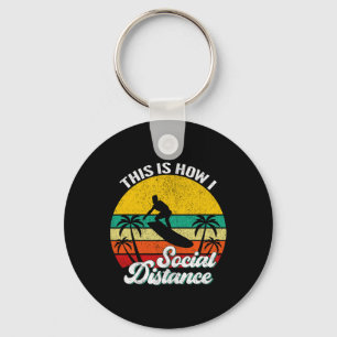 Cool Funny Retro Sunset Vintage Surfing Surfer Sur Keychain