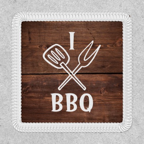 Cool funny rustic brown wood I cook bbq quote Patch