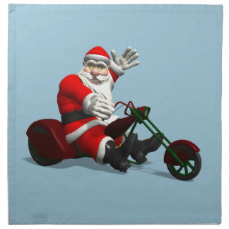 Cool Funny Santa Claus Riding A Motor Trike Cloth Napkin