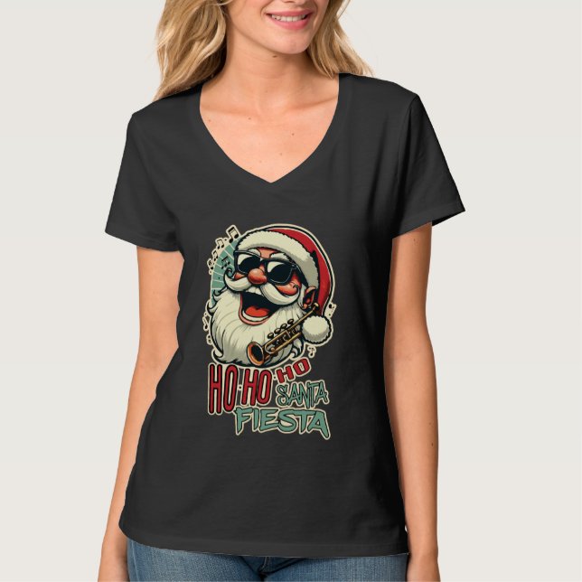 Cool funny Santa Claus with sunglasses - Ho-ho-ho T-Shirt (Front)