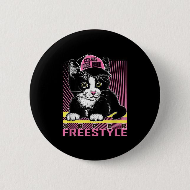 Cool Funny Sarcastic Cats Meme Quotes Cartoon Grap Button (Front)