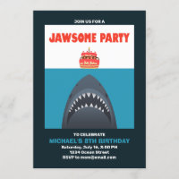 Cool Funny Shark Birthday Invitation