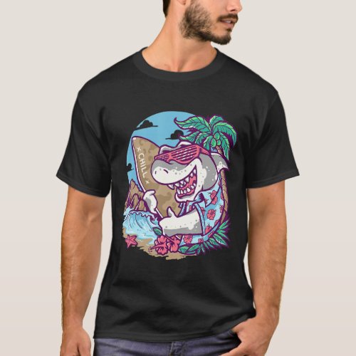 Cool Funny Shark Style Wears Sunglasses  Ready To T_Shirt