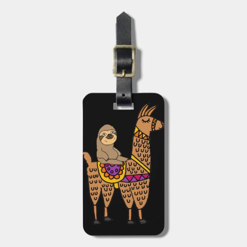 Cool Funny Sloth Riding Llama Luggage Tag