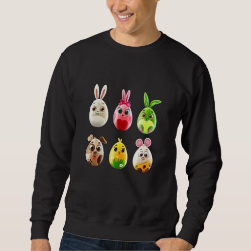 Cool Funny Spring Easter Bunny  Animals Eggs Grap Sweatshirt