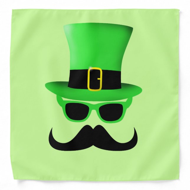 Cool Funny St. Patrick's Day Moustache Top hat Man Bandana (Front)