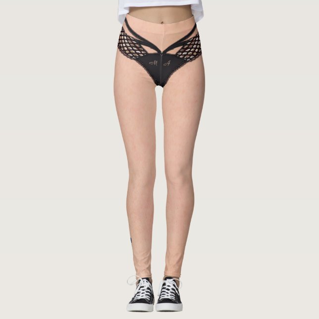 Cool Funny Thong G-String Panties On Legs Skin Leggings (Front)