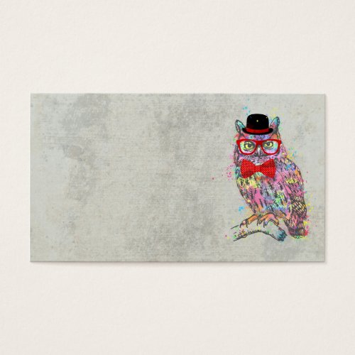 Cool funny trendy colourful watercolours owl business card templates